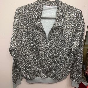 Brand new tags removed never worn gray leopard half zip lightweight!
